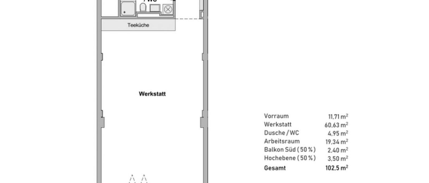 Heizhaus-Studio 1.2 im 1. OG - Grundriss