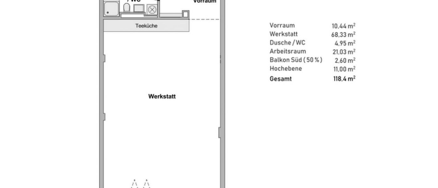 Heizhaus-Studio 2.3 im 2. OG - Grundriss