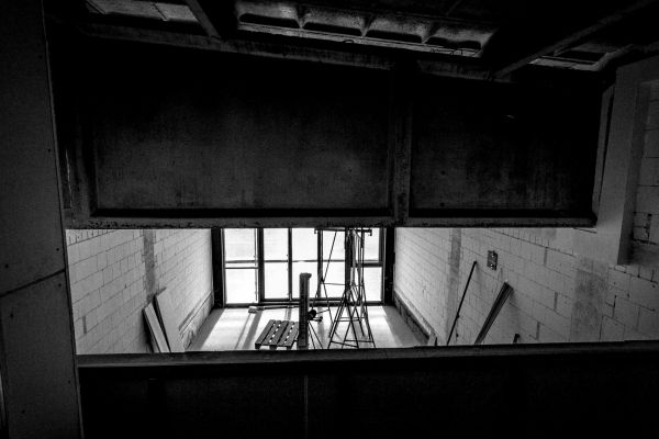 Blick in der Bauphase von der Hochgalerie im 2. OG
