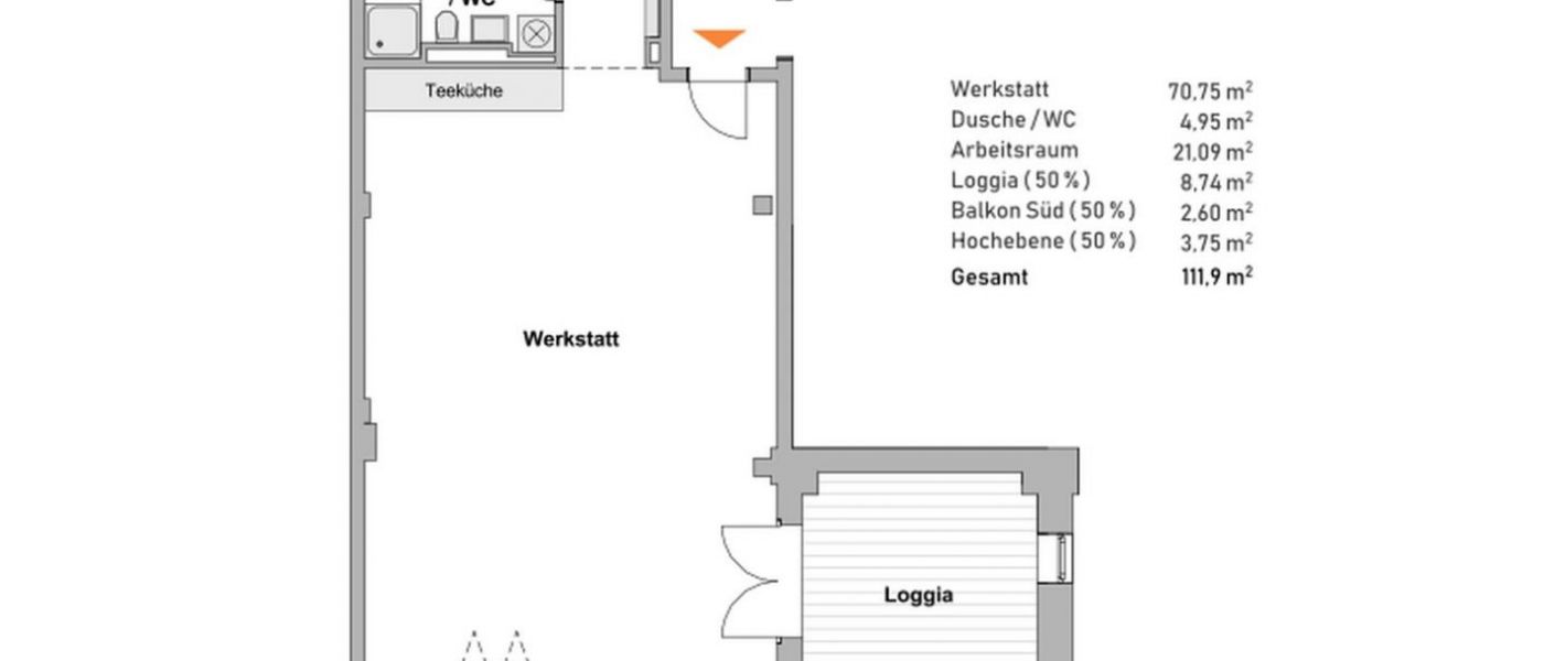 Heizhaus-Studio 1.3 im 1. OG - Grundriss